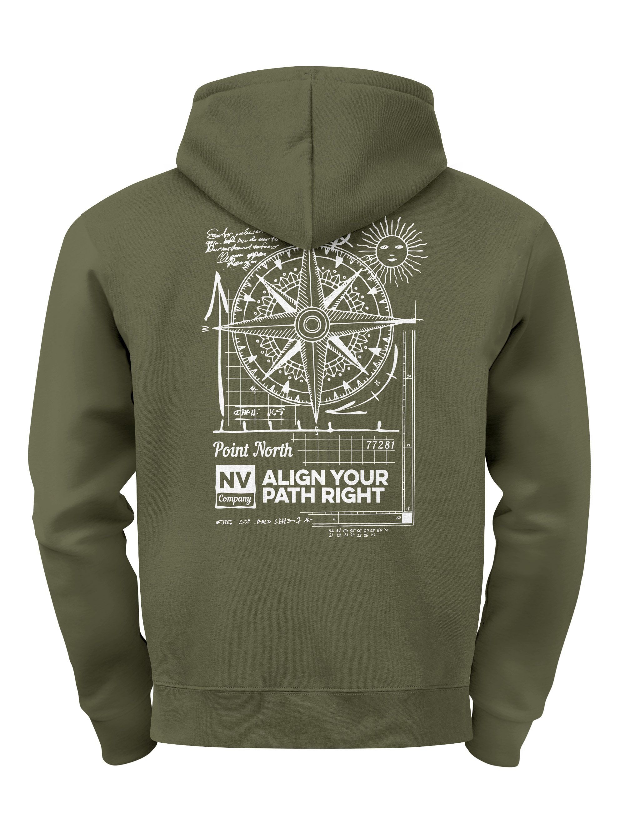 Neverless Hoodie Herren Hoodie Kompass Motiv Backprint, Neverless Point Nor günstig online kaufen
