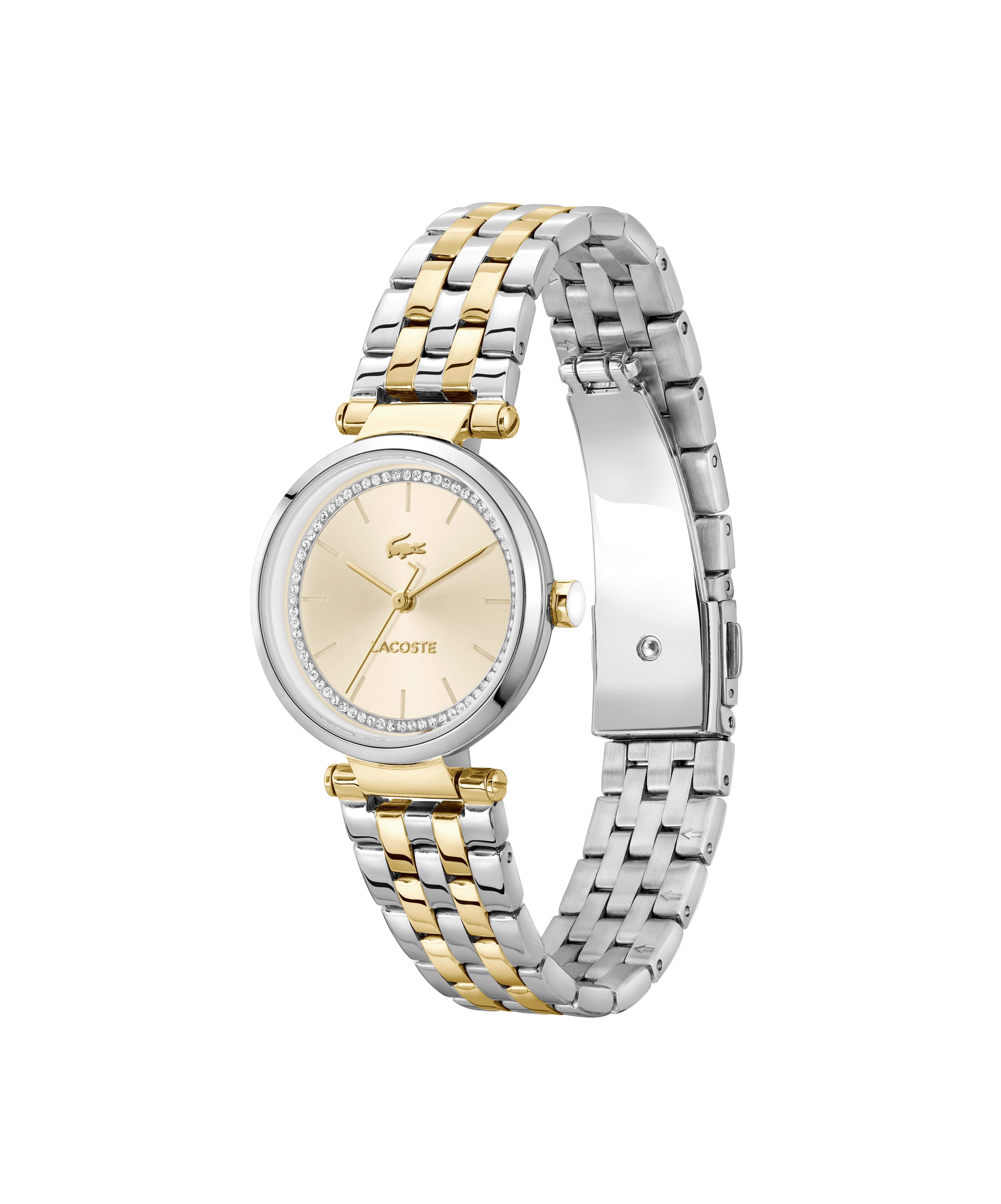 Lacoste Quarzuhr ORBA 2001449, Armbanduhr, Damenuhr, Edelstahlarmband, analog, Glaskristalle