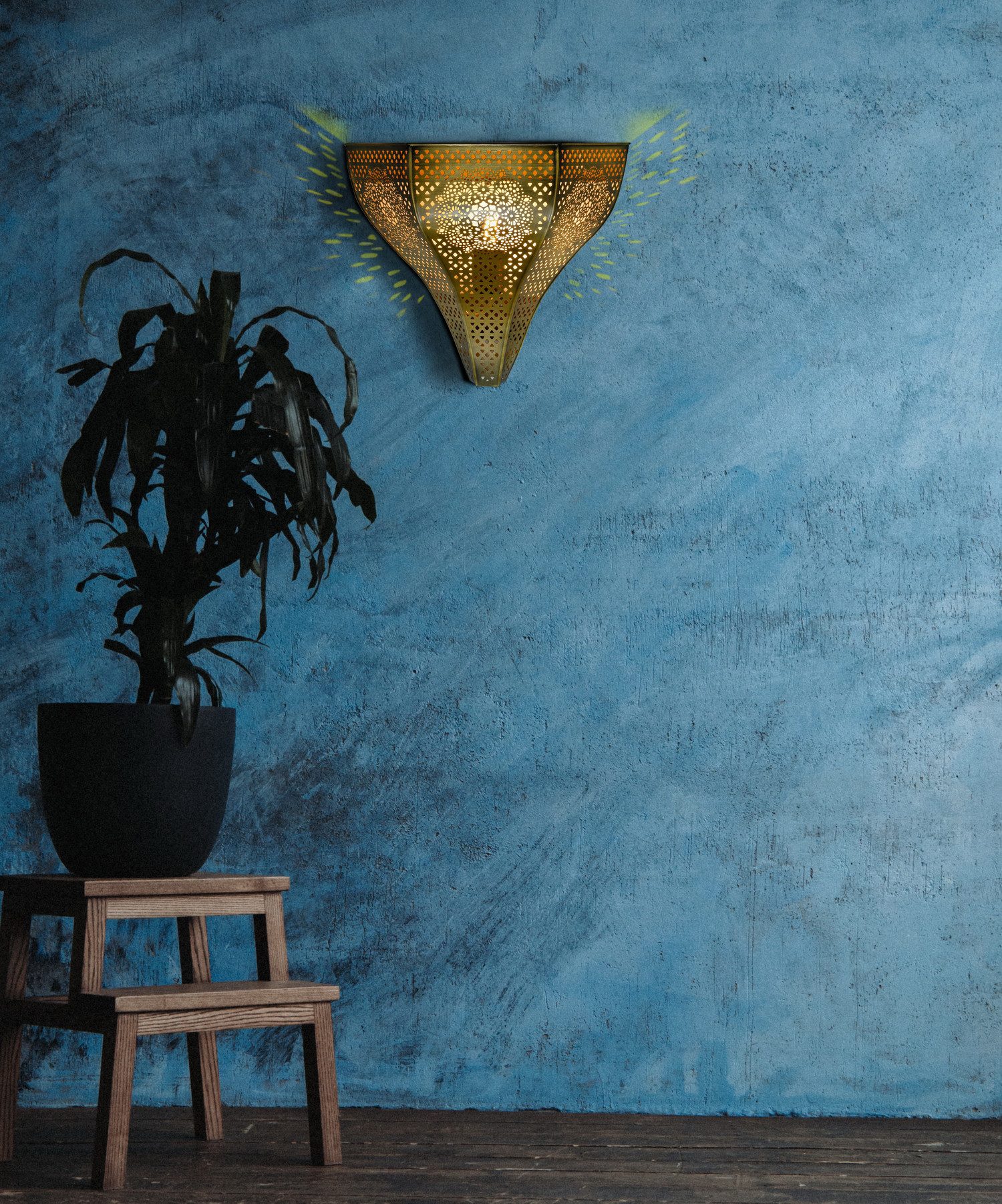 Marrakesch Orient & Mediterran Interior Wandleuchte 2er Set Orientalische Wandlampe Yaniv aus Metall in Gold Antik 27 cm, Handarbeit
