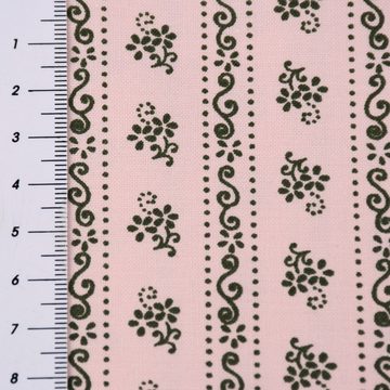 SCHÖNER LEBEN. Stoff Baumwollstoff Trachten Blumen Ranken Punkte rosa khaki 1,50m Breite