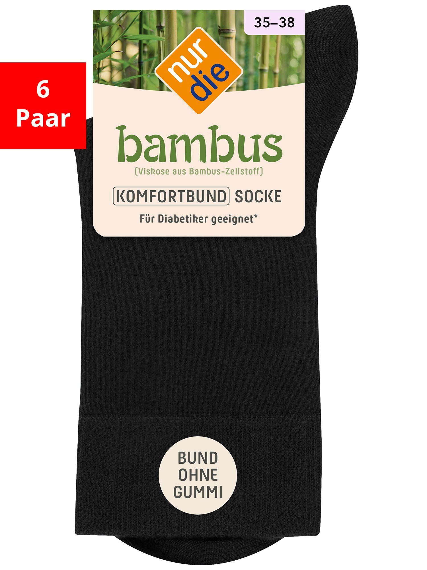 Nur Die Basicsocken Bambus Komfort - Im 6-Pack schwarz