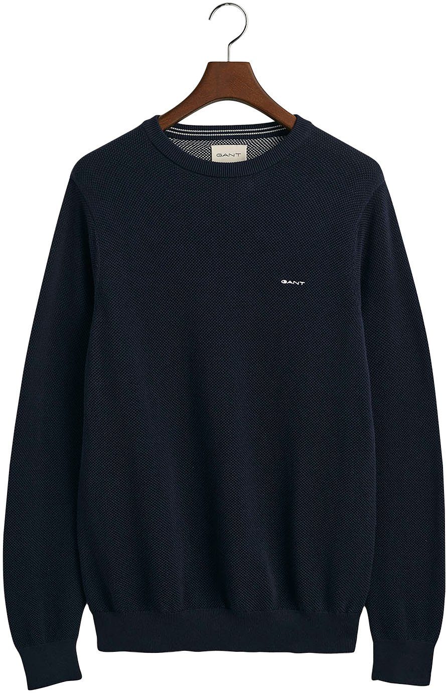 Gant Rundhalspullover COTTON PIQUE C-NECK mit günstig online kaufen
