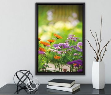 Pixxprint Leinwandbild Blumenwiese, Wanddekoration (1 St), Leinwandbild fertig bespannt, in einem Schattenfugen-Bilderrahmen gefasst, inkl. Zackenaufhänger