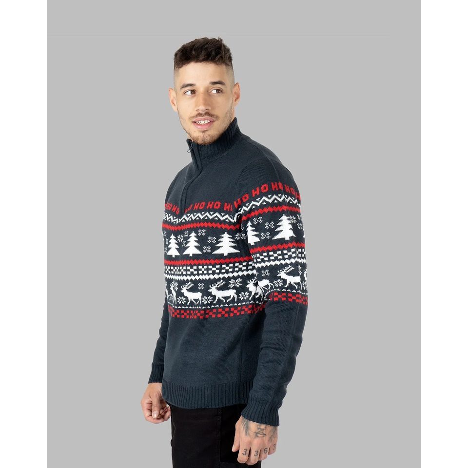 Montegoni Sweater Herren Weihnachtspullover Neuheit Faire Insel Grobstrick