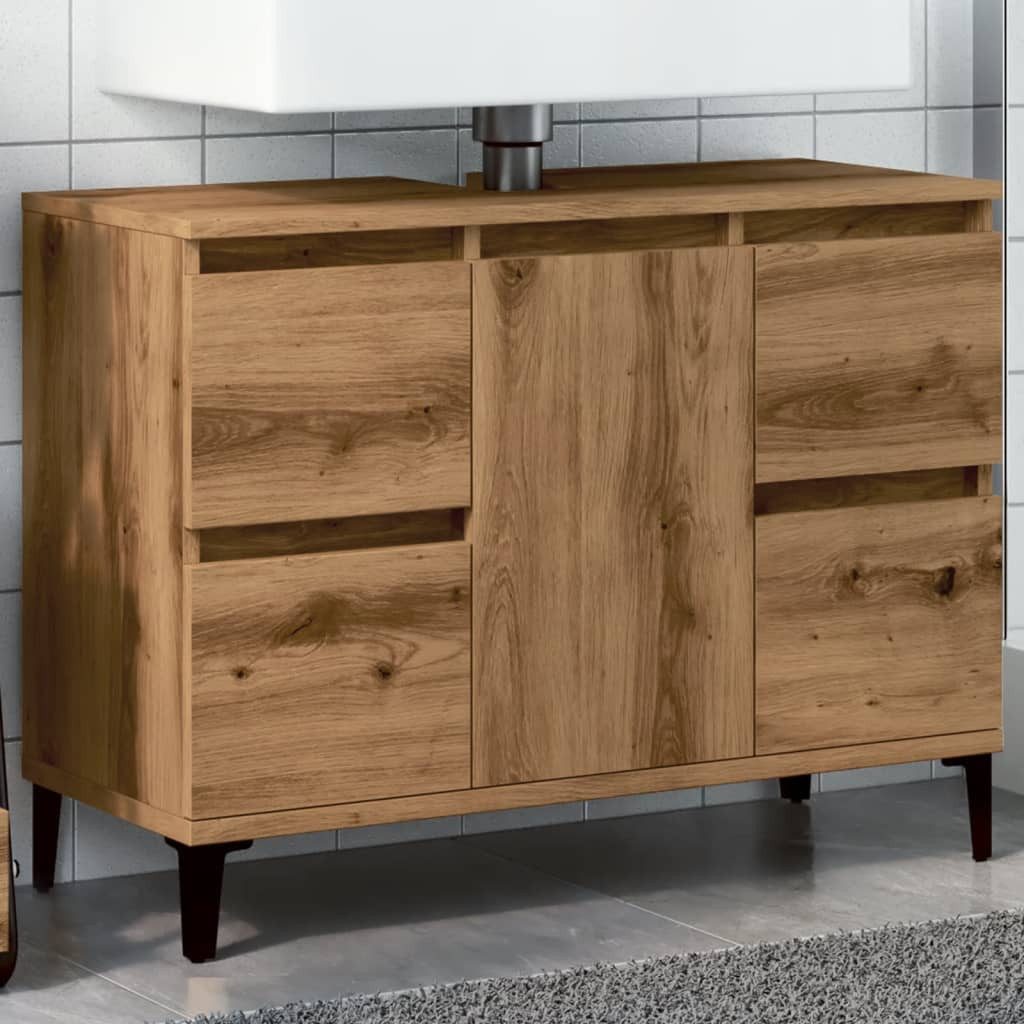 vidaXL Schrankmodule Waschbeckenunterschrank Artisan-Eiche 80x33x60 cm Holz günstig online kaufen