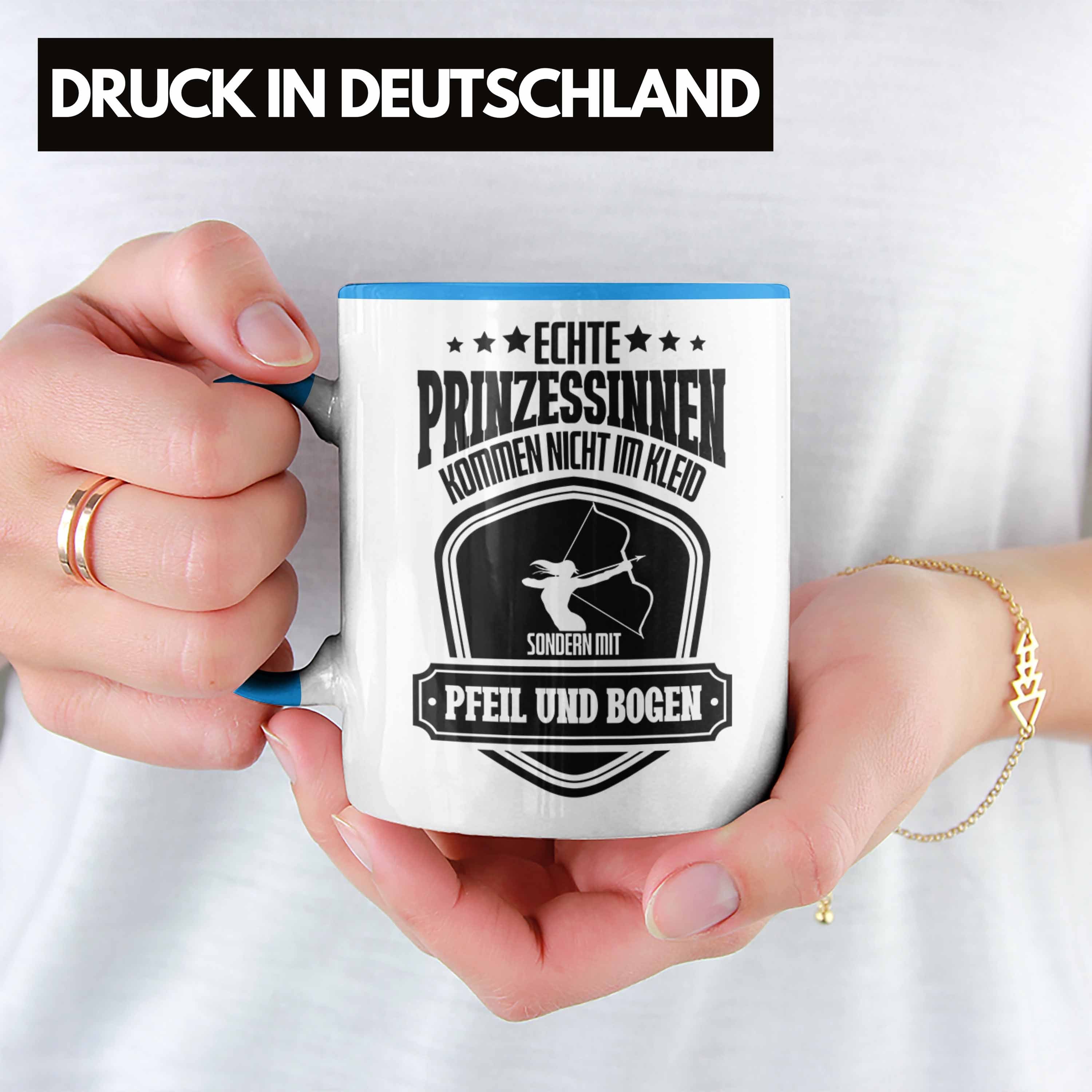 Lustige Tasse mit Frauen Geschenk Blau P Tasse Bogenschießen Trendation Spruch Bogenschützin