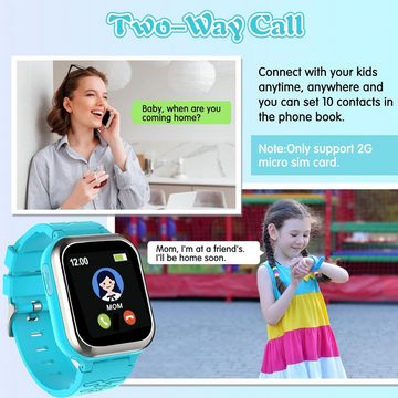 Kaacly für Jungen Mädchen Kinder Geburtstag/Weihnachten Geschenke Smartwatch, mit Telefon Anruf SOS Musik Video Kamera Schrittzähler Alarm