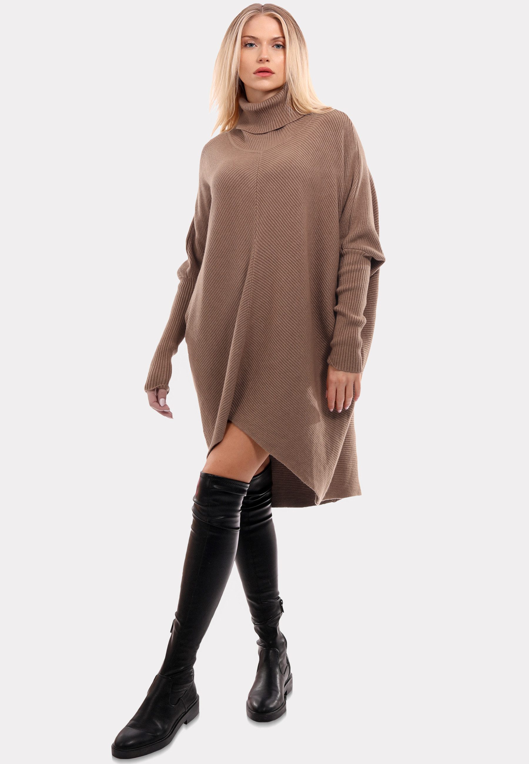 YC Fashion & Style Longpullover „Made in Italy – Oversize-Strickpullover mit Rollkragen“ (1-tlg) in Unifarbe, mit überschnittenen Schultern