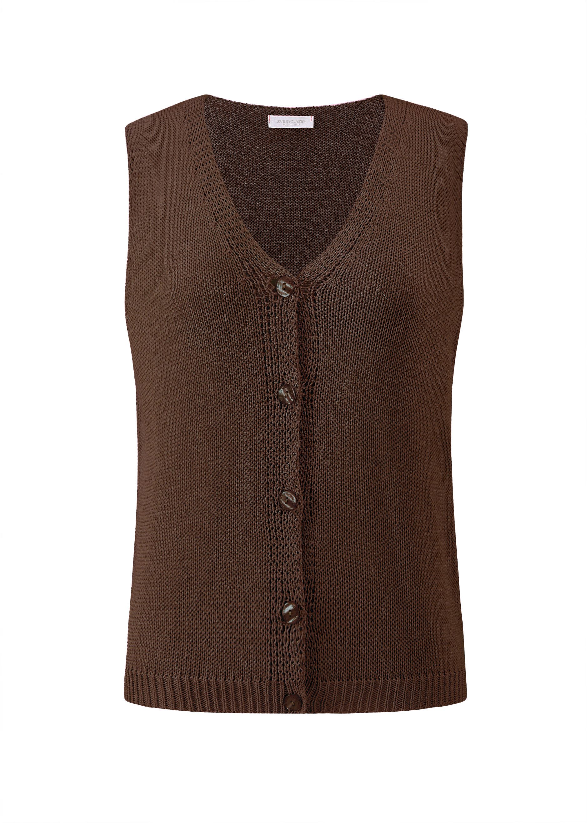 SASSYCLASSY Kurzweste Ärmellose Strickweste Damen Grober günstig online kaufen