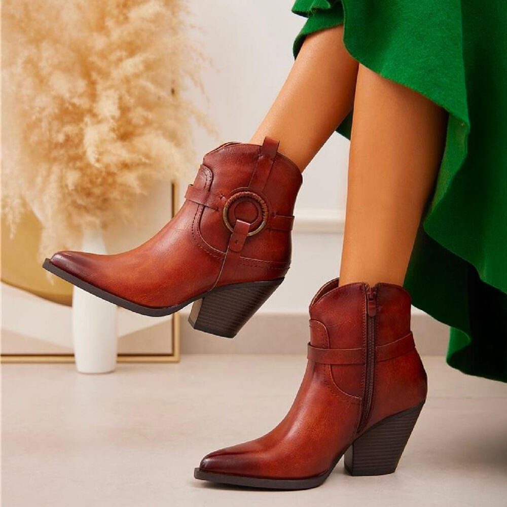 Ital-Design Damen Cowboyboots Western Westernstiefelette (88577593) Blockabsatz Stiefeletten in Camel