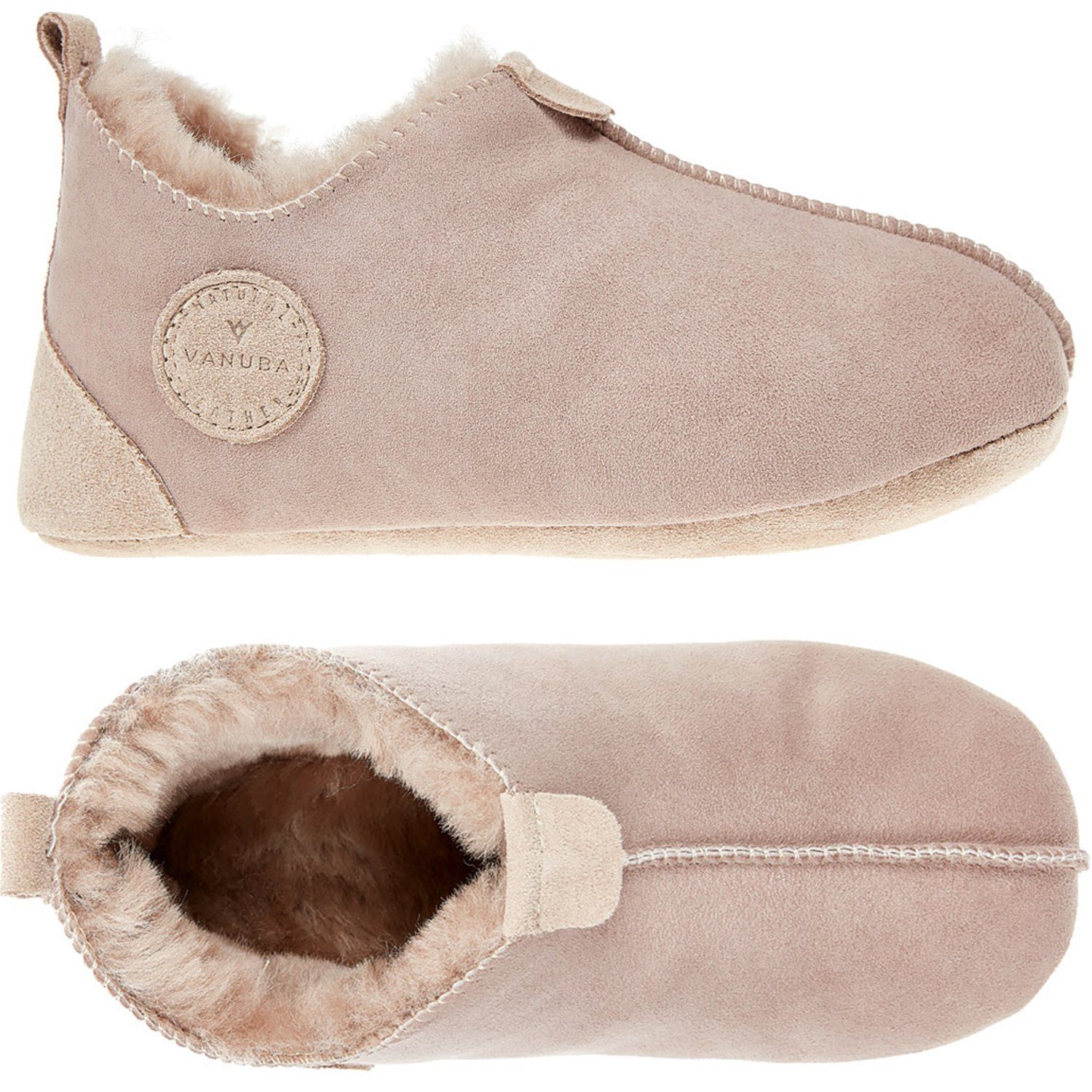 Vanuba OXFORD Kinder Hausschuh Echtleder Hüttenschuhe/Winter-Hausschuhe/Gefüttert