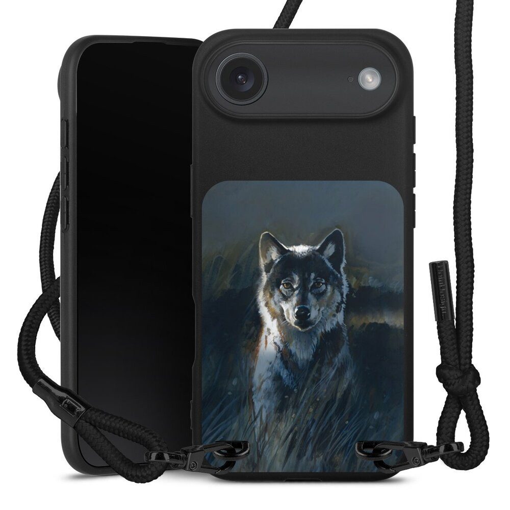 DeinDesign Handyhülle Wolf Natur Malerei Wolf 2, Apple iPhone Air Premium Handykette Hülle mit Band Case zum Umhängen