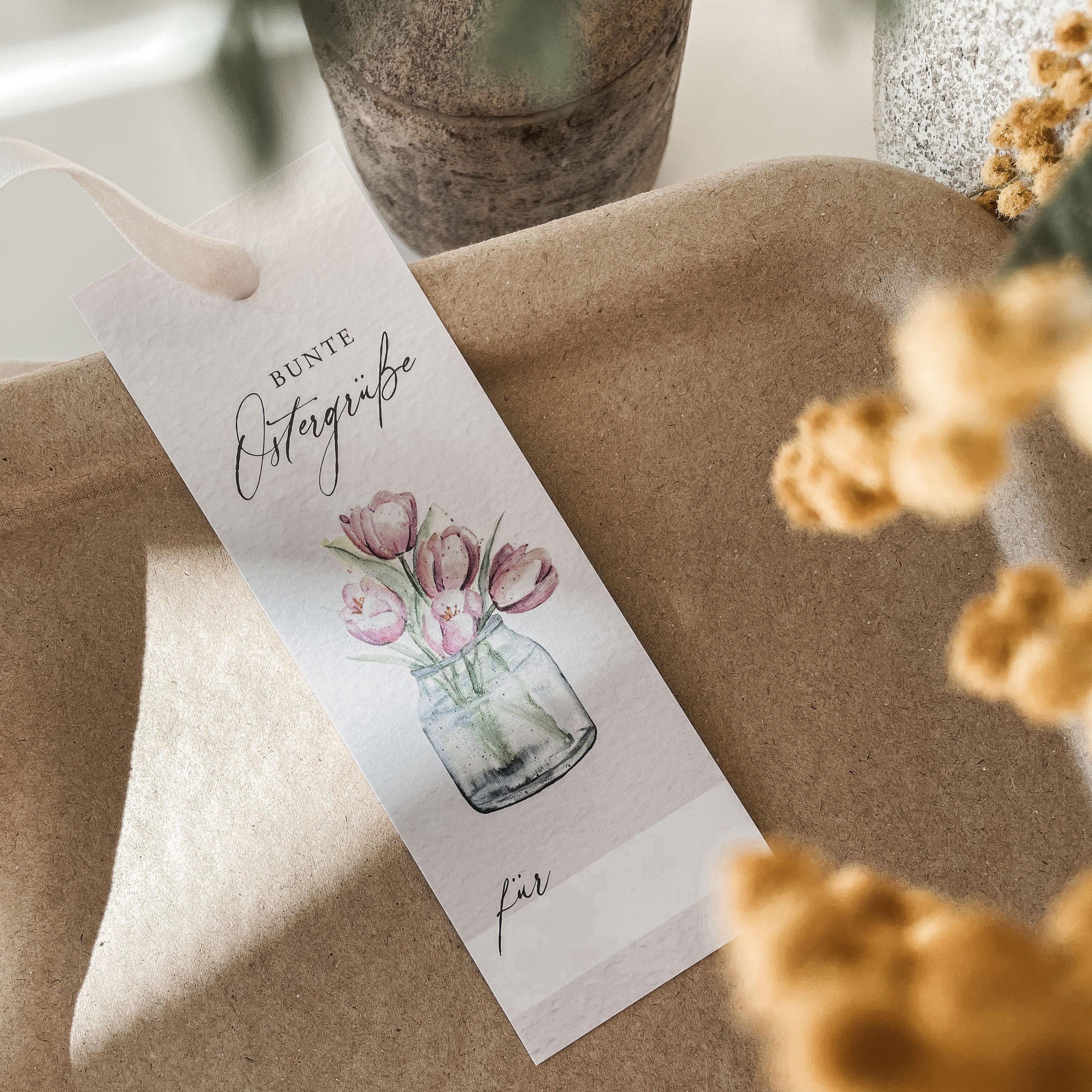 NORDEULE Grußkarten Geschenkanhänger Ostern mit Namenszeile, mit verschiedenen stilvollen Aquarellmotiven