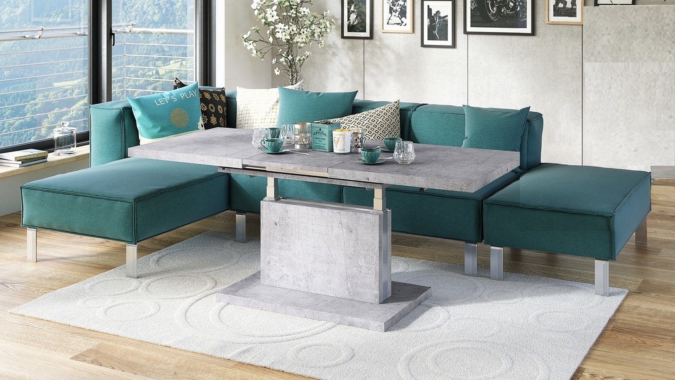 Mazzoni Couchtisch Aston Beton Betonoptik stufenlos günstig online kaufen