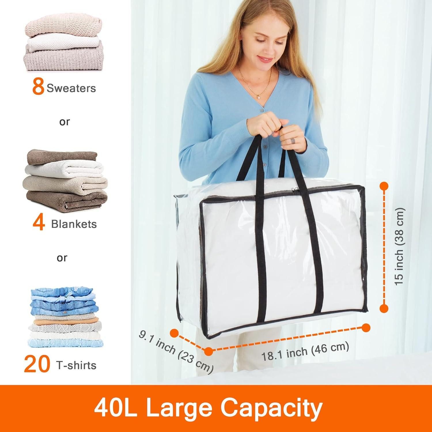 Thumbnail - LuxusKollektion Aufbewahrungsbox 3er Pack Aufbewahrungsbeutel transparent 46x38x23cm mit verstärkten