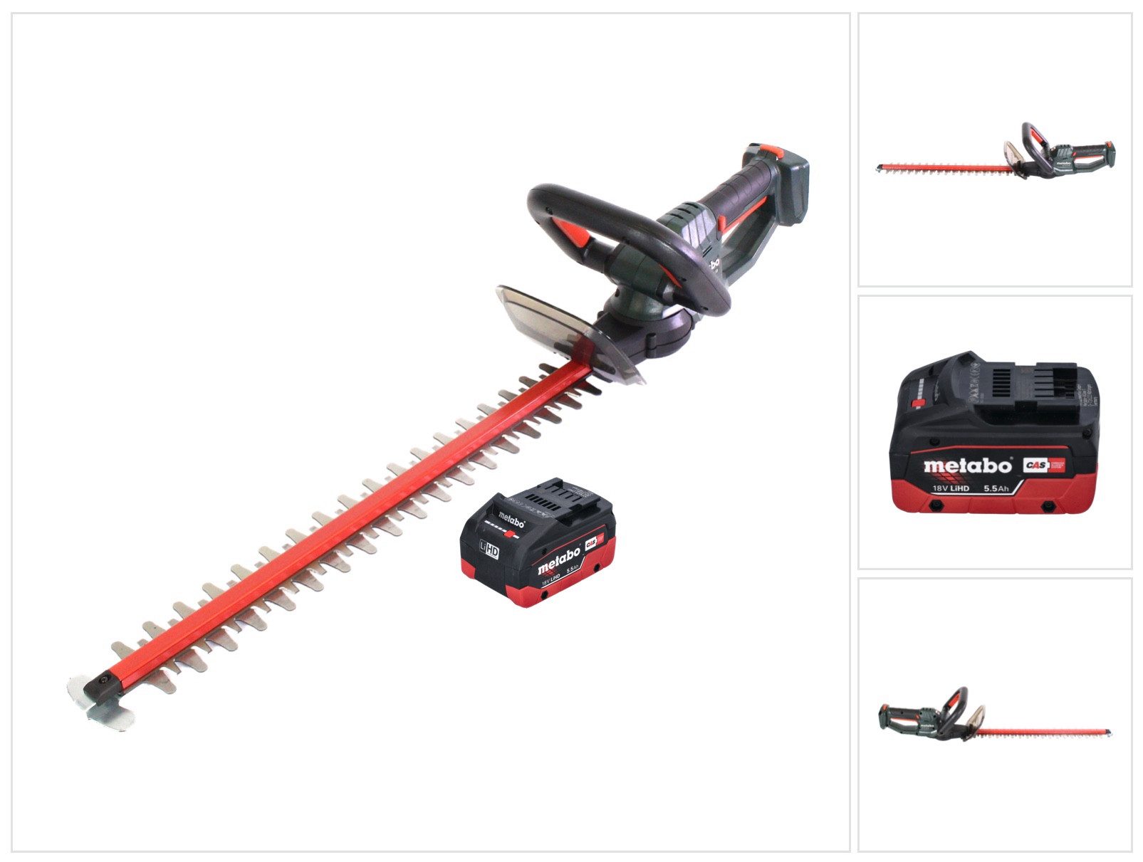 metabo Akku-Heckenschere HS 18 LTX 55 18 V 53 cm + 1x Akku 5,5 Ah - ohne Ladegerät