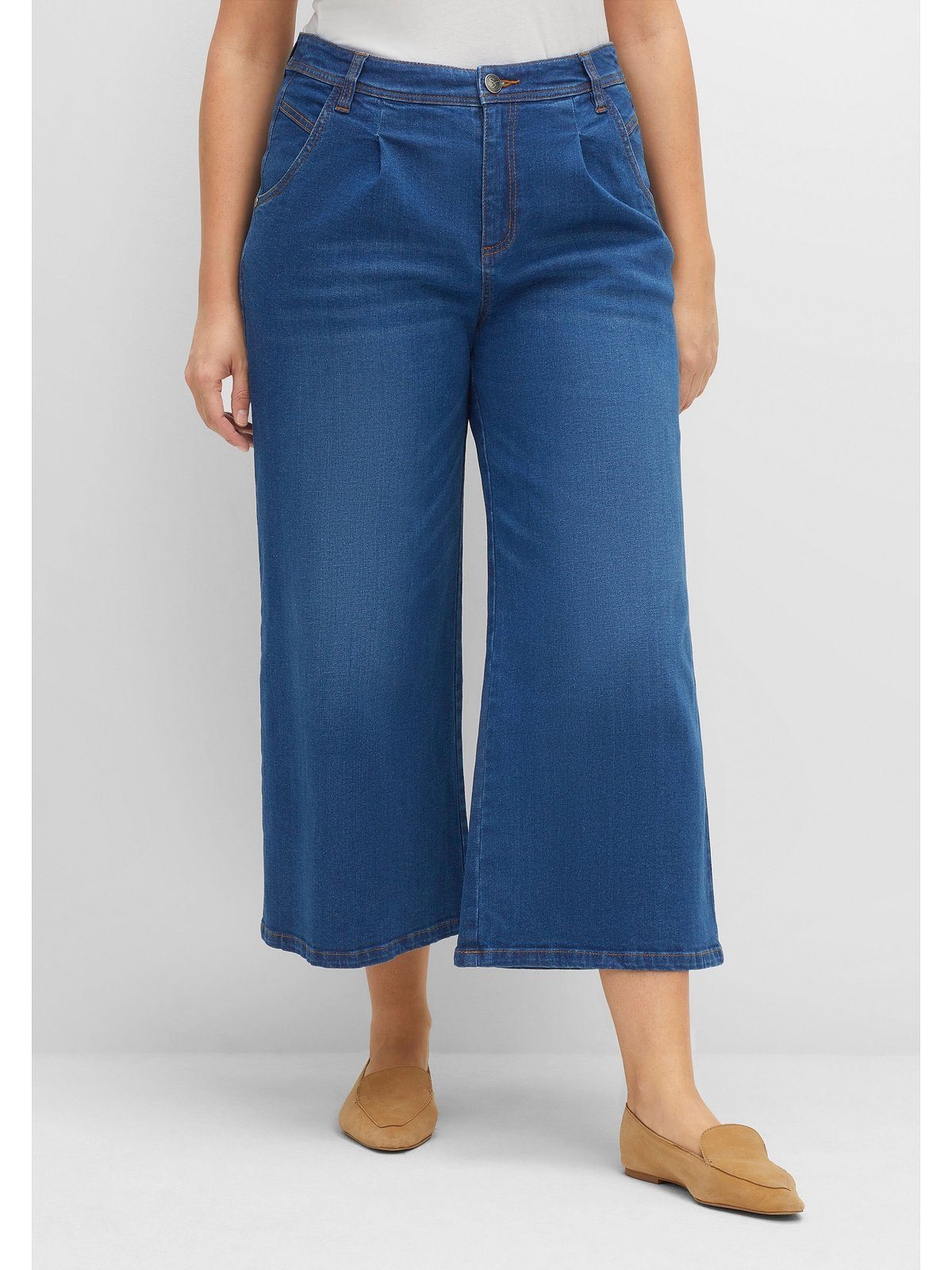 Bundfalten als Culotte Stretch-Jeans mit Große Größen Sheego