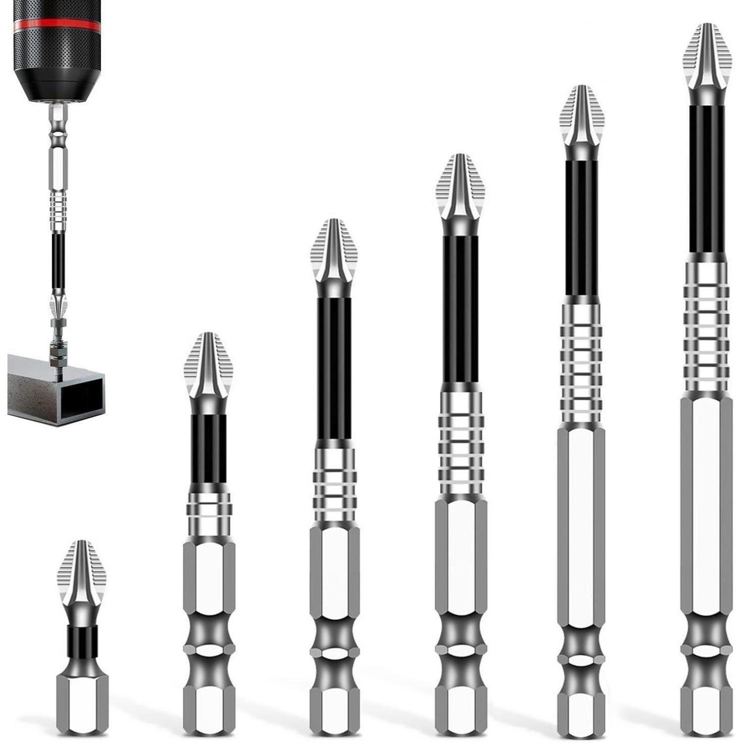 LuxusKollektion Bit-Set Schraubendreher Bitset PH2 6er magnetisch Elektroschrauber Ph2*6