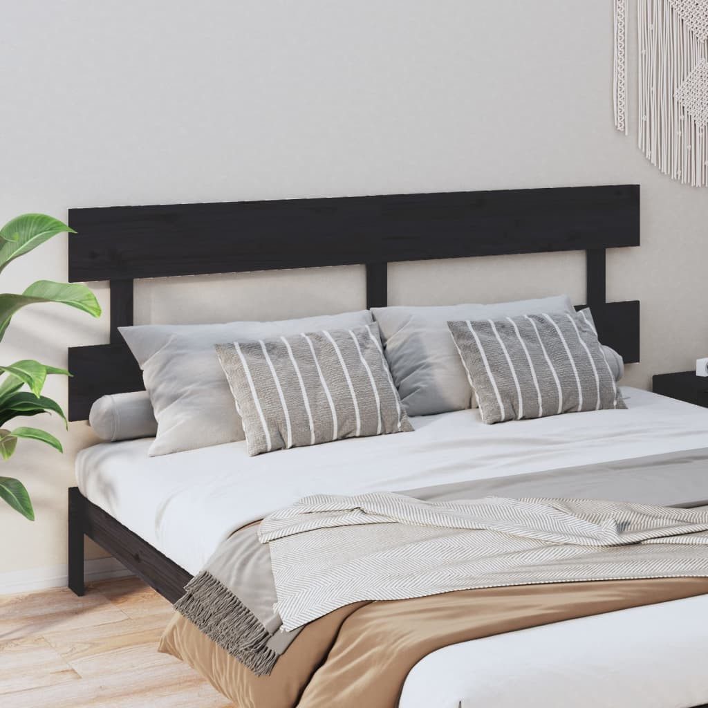vidaXL Bett, Kopfteil Schwarz 126x4x100 cm Massivholz Kiefer günstig online kaufen