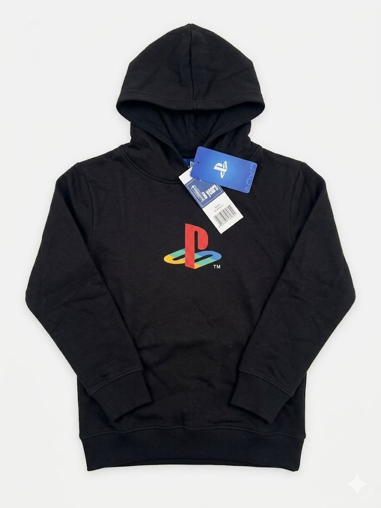 Playstation Hoodie PlayStation Hoodie Kinder schwarz Gaming Kapuzenpullover 134-164 Schwarzer Gamer Hoodie PlayStation