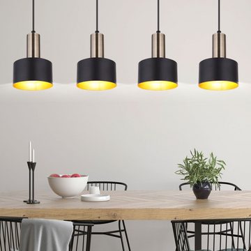 etc-shop LED Pendelleuchte, Leuchtmittel inklusive, Warmweiß, Design Decken Pendel Lampe SCHWARZ GOLD Wohn Ess Zimmer Beleuchtung