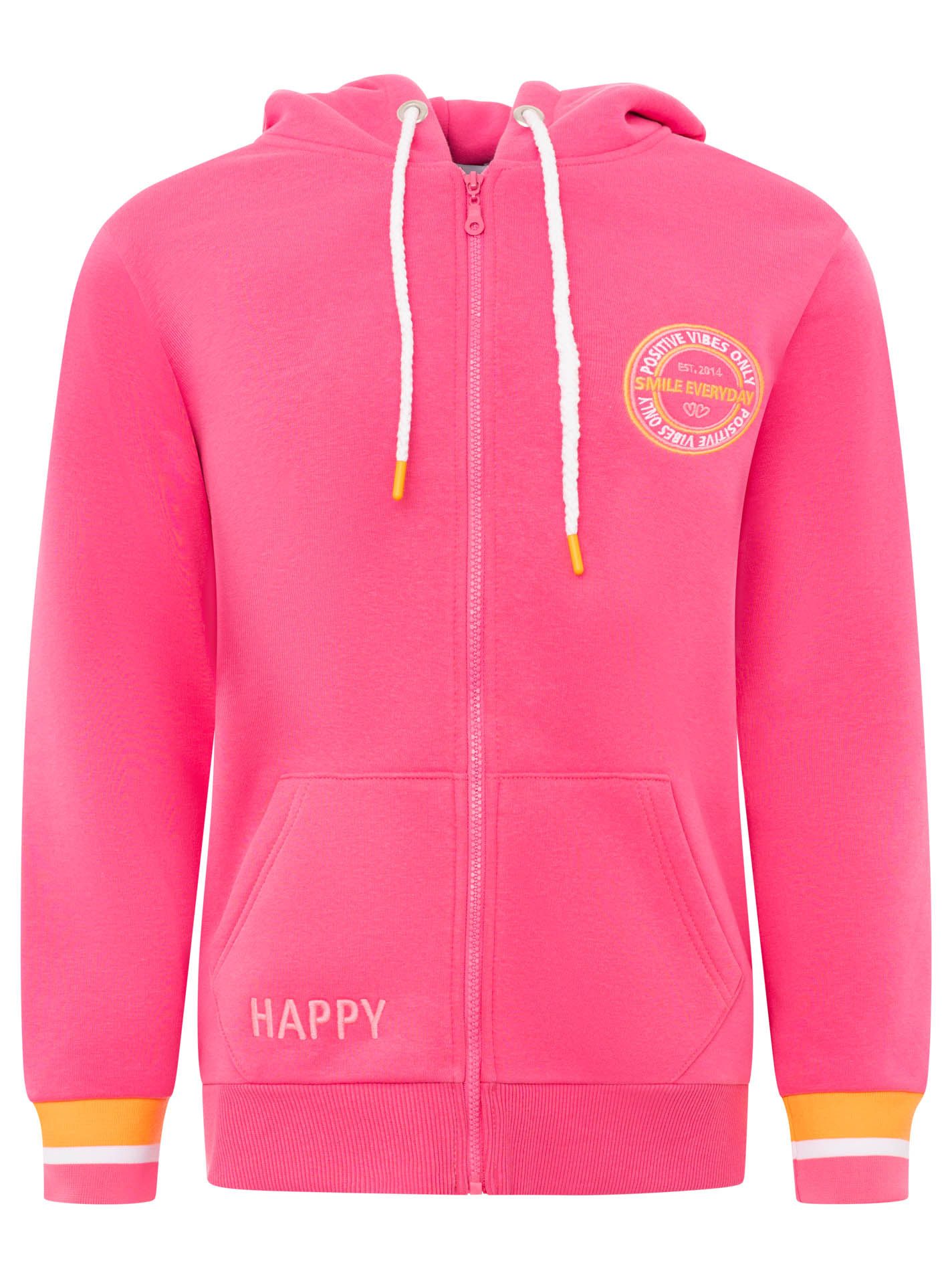 Zwillingsherz Kapuzensweatjacke "Smile Everyday ZH" Kapuze, Taschen, Langarm, Stickerei, Reißverschluss