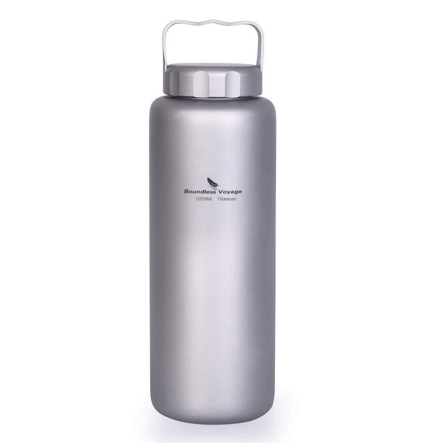 LuxusKollektion Reiselöffel Trinkflasche Titan 1050ml Weithals Leicht
