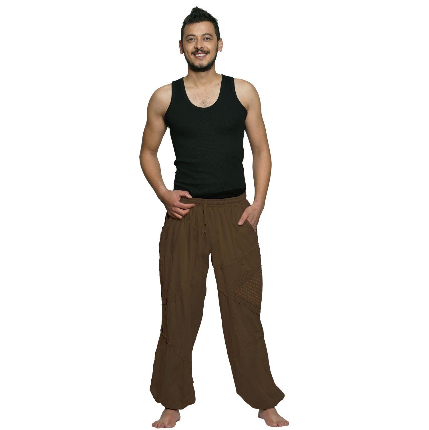 Schlupfhose Haremshose für Yoga Herren SIMANDRA handarbeit & (1-tlg) Triangle Coffee Fitness