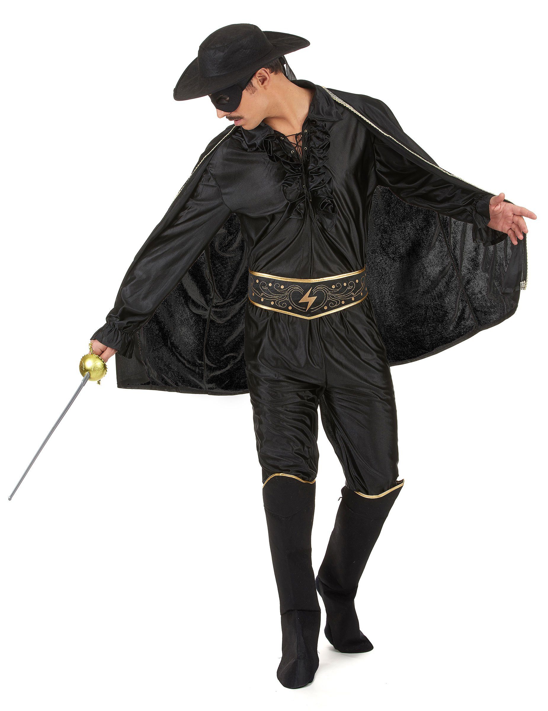 Kostüm Düsteres Zorro Herrenkostüm schwarz