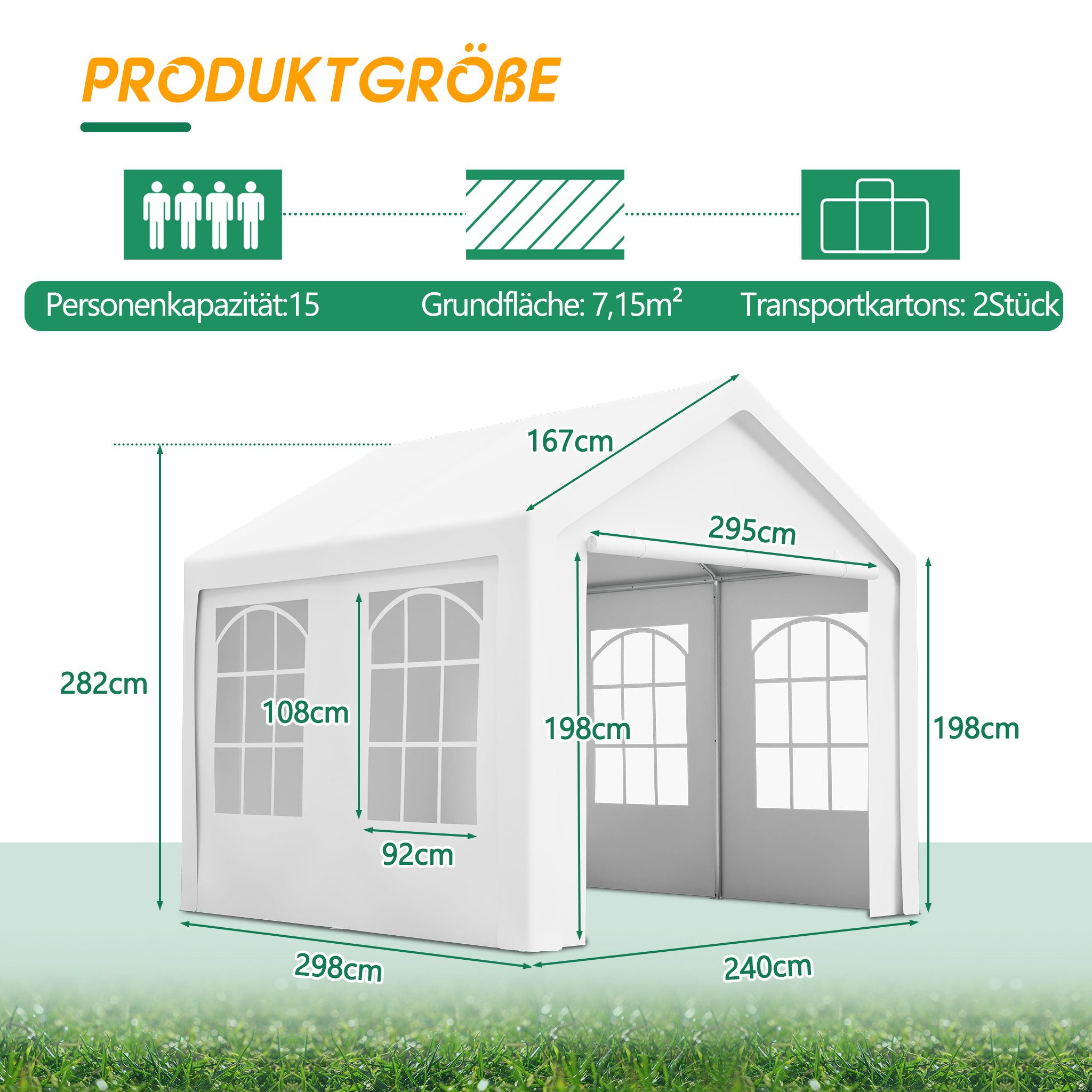 Produktbild von Pavillon 3x6 Pavillon Wasserdicht Stabil Winterfest – Schutz Für