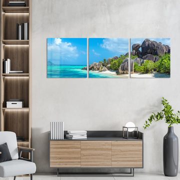 DEQORI Glasbild 'Felsformation am Strand', 'Felsformation am Strand', Glas Wandbild Bild schwebend modern