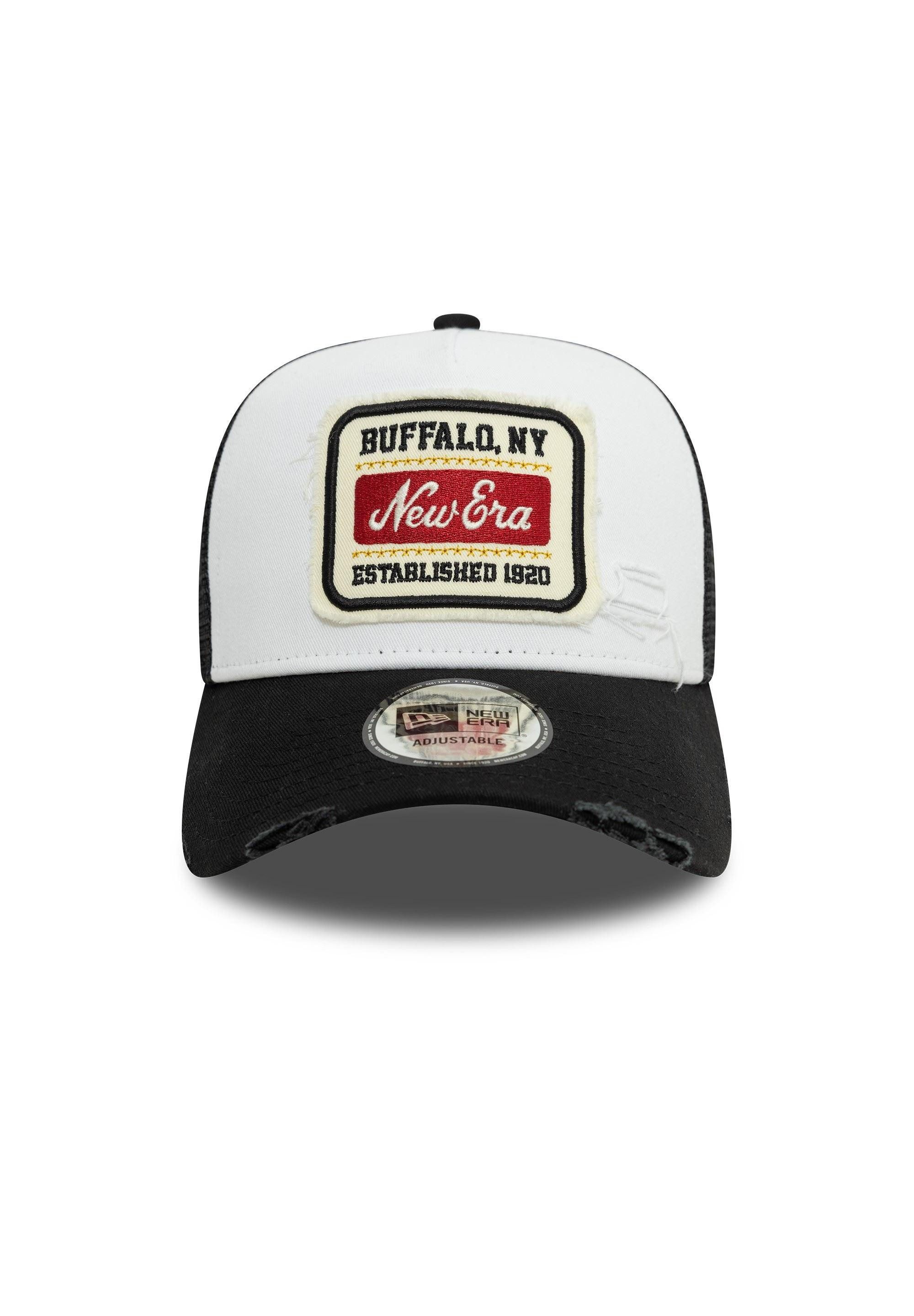 New Era Baseball Cap NE Patch Distressed Weiß Schwarz Verstellbare A-Frame günstig online kaufen