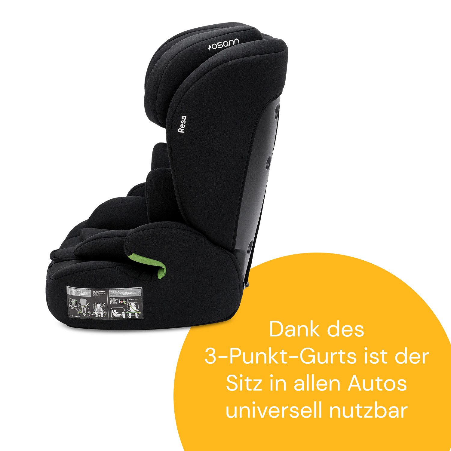 Osann Autokindersitz Resa ohne Isofix, ab: 15 Monate, bis: 12 Jahre, ab: 76 cm, bis: 150 cm, Kindersitz ohne Isofix, für Kinder von 76-150 cm
