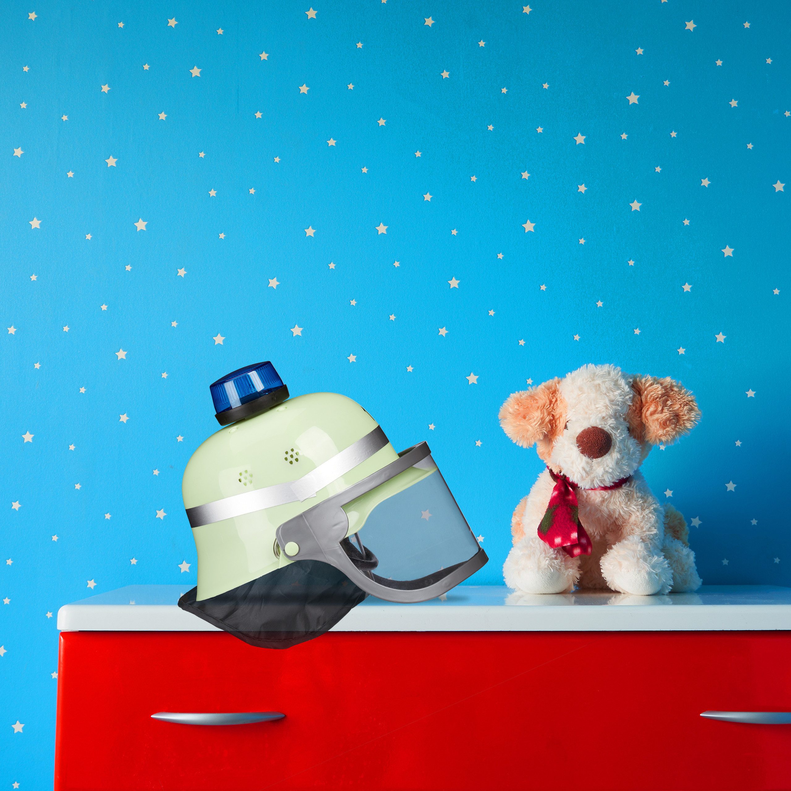 relaxdays Feuerwehrhelm Kinder mit Blaulicht