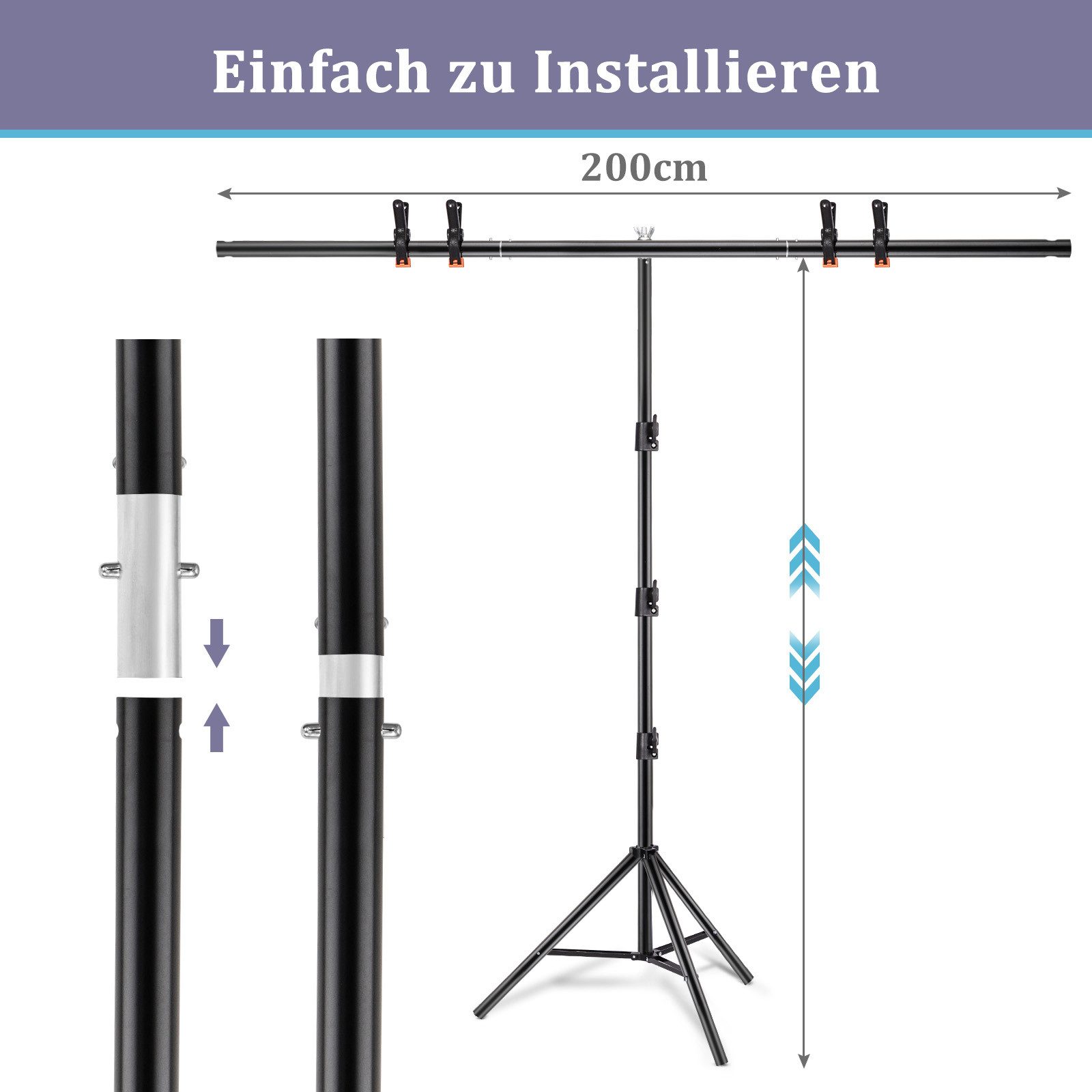 Youyijia Kamerazubehör-Set 2 m Ständer-Set T-förmige tragbare Hintergrundstütze