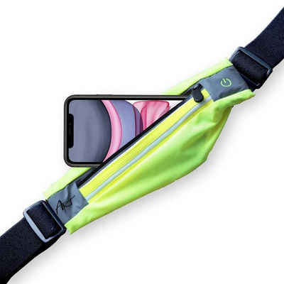 CoolGadget Handyhülle Sport Laufgurt Handytasche für iPhone, Samsung uvm bis 6,5 Zoll, Hülle Handy Jogging Gürteltasche mit LED Beleuchtung für Dämmerung