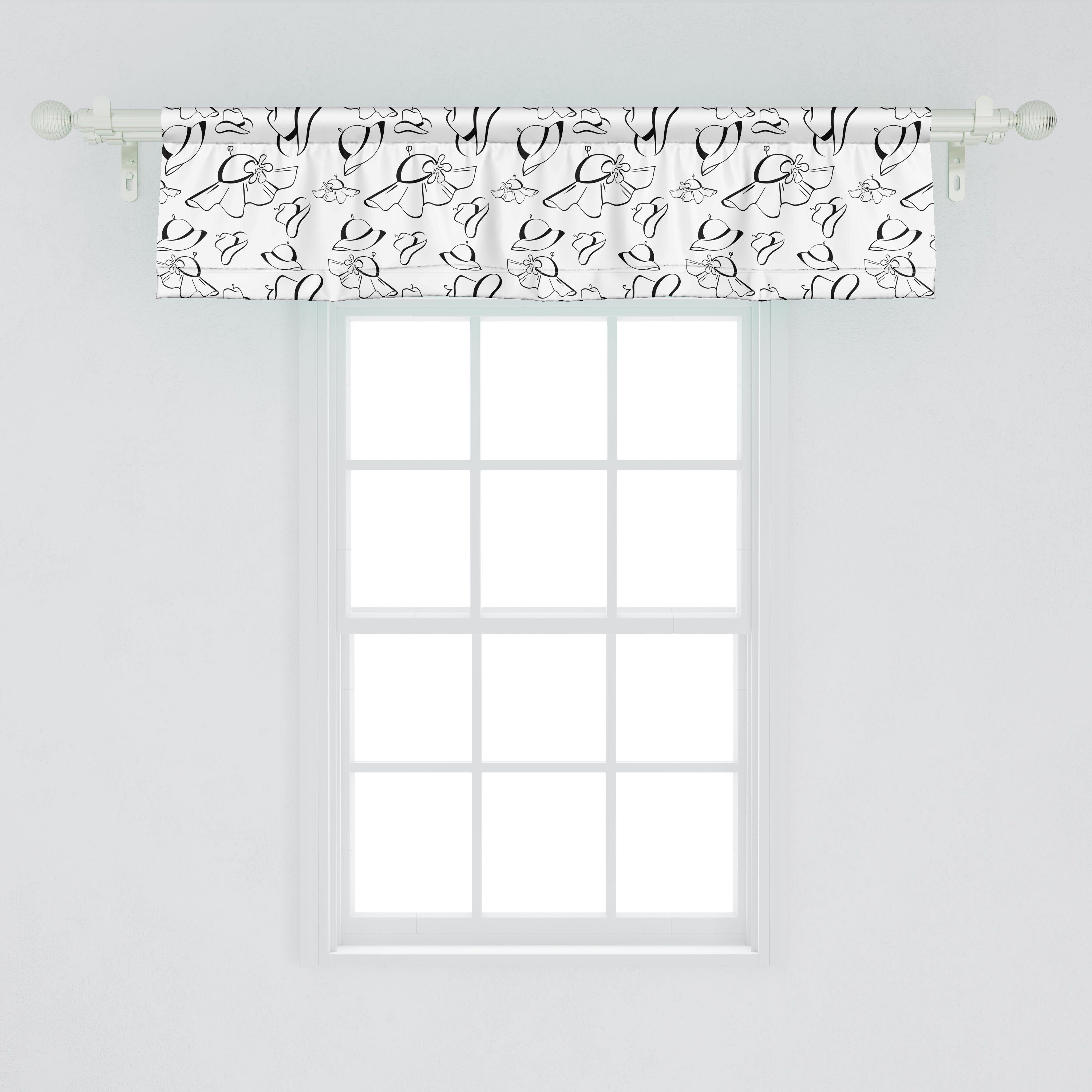 Scheibengardine Vorhang Volant für Microfaser, Französisch Stangentasche, Abakuhaus, Kappen mit Dekor Monochrome Silhouette Schlafzimmer Küche