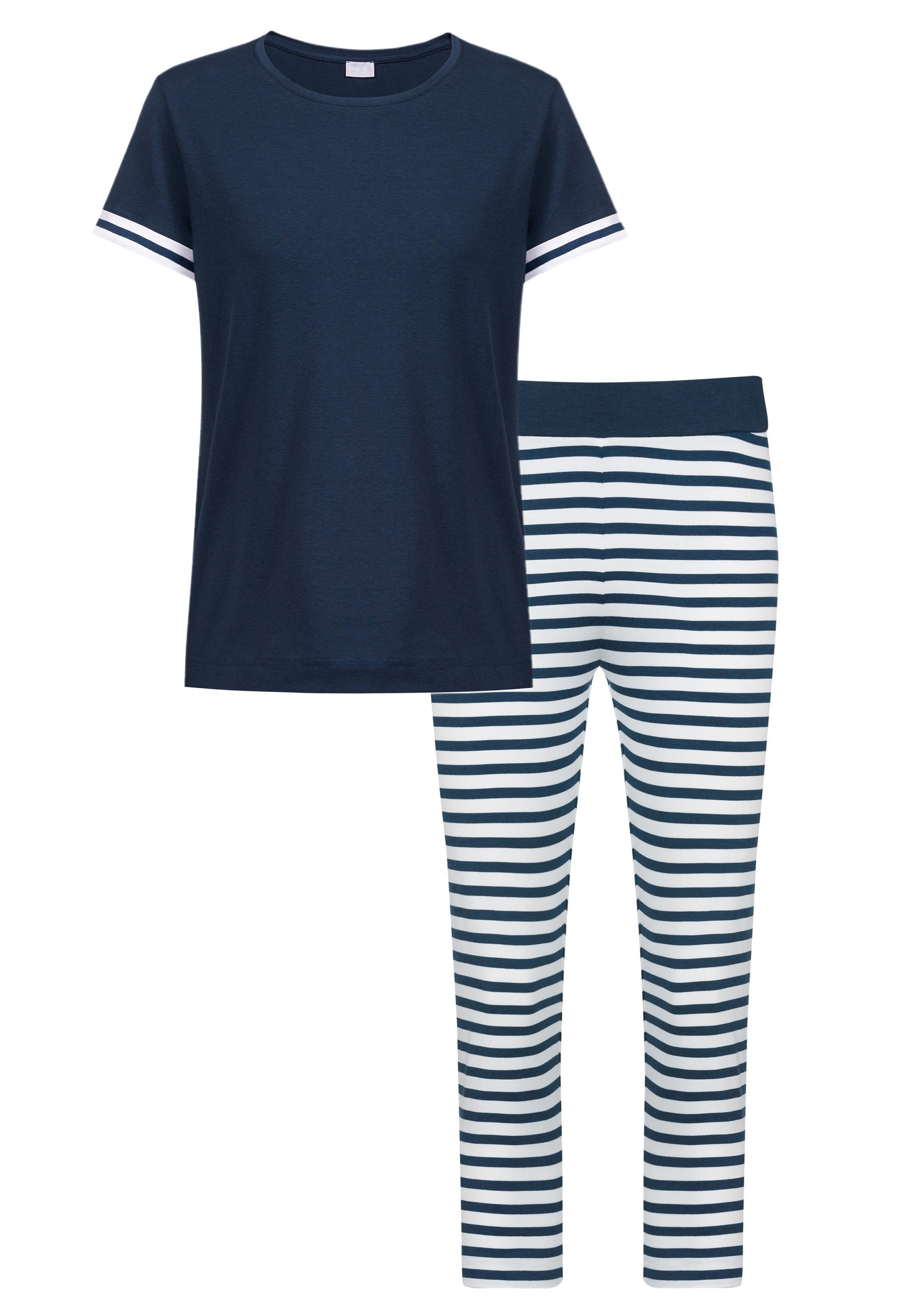 Atmungsaktiv Tessie 3/4-Hose tlg) - Set Mey 2 und Schlafanzug Kurzarm-Shirt (Set, - im Pyjama