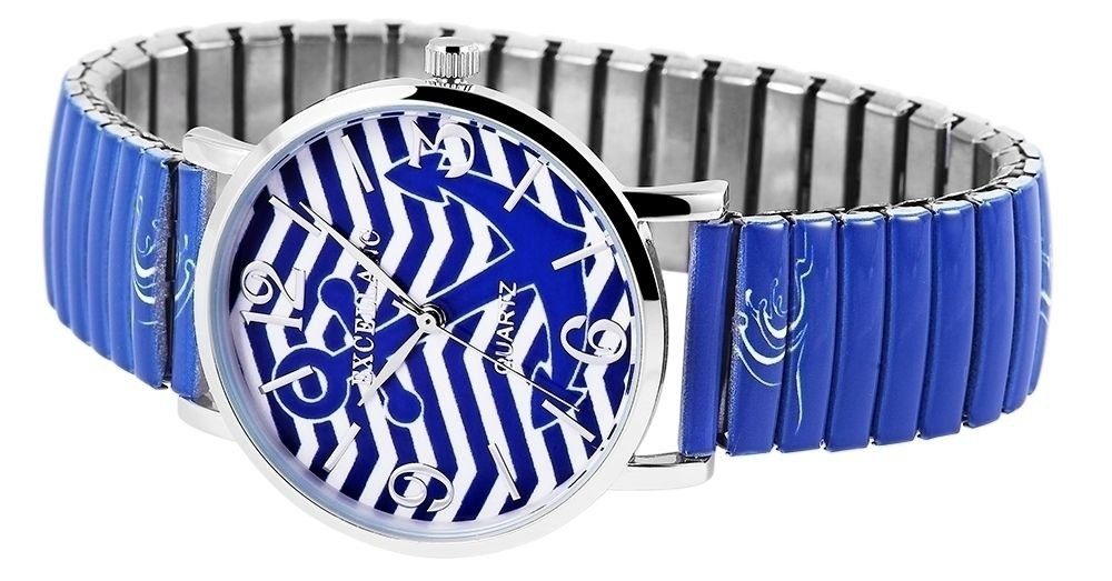 Selin Excellanc maritim Edelstahlzugband Blau Anker mit Damenarmbanduhr Quarzuhr