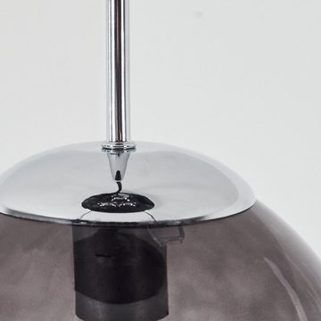 hofstein Hängeleuchte »Arola« runde Hängelampe aus Metall in chrom, ohne Leuchtmittel, mit Schirm Rauchglas, E27