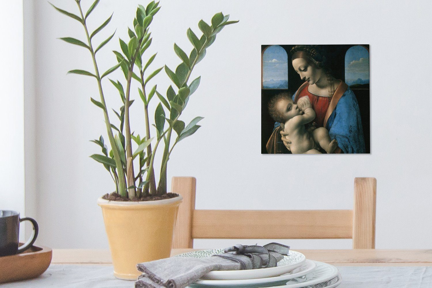 Jungfrau da bunt St), Bilder Leinwand (1 Leonardo Wohnzimmer Vinci, - Die Schlafzimmer OneMillionCanvasses® Maria Leinwandbild für