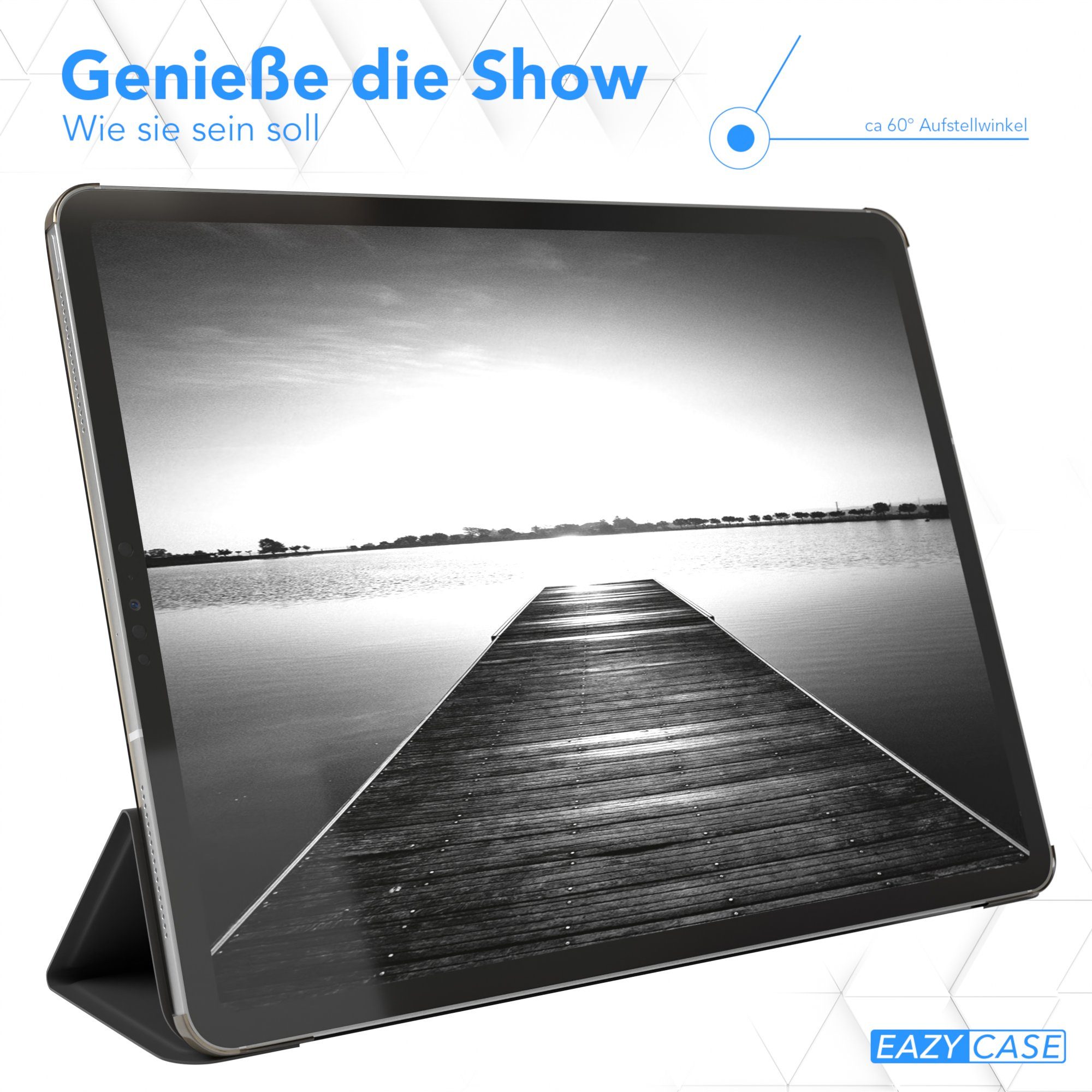 EAZY CASE Tablet-Hülle Smart Case für iPad Pro 12,9" 3./ 4./ 5./ 6. Gen. 12,9 Zoll, Hülle mit Standfunktion Tablet Klapphülle Anti-Kratz Tasche Schwarz – Bild 4 von 5