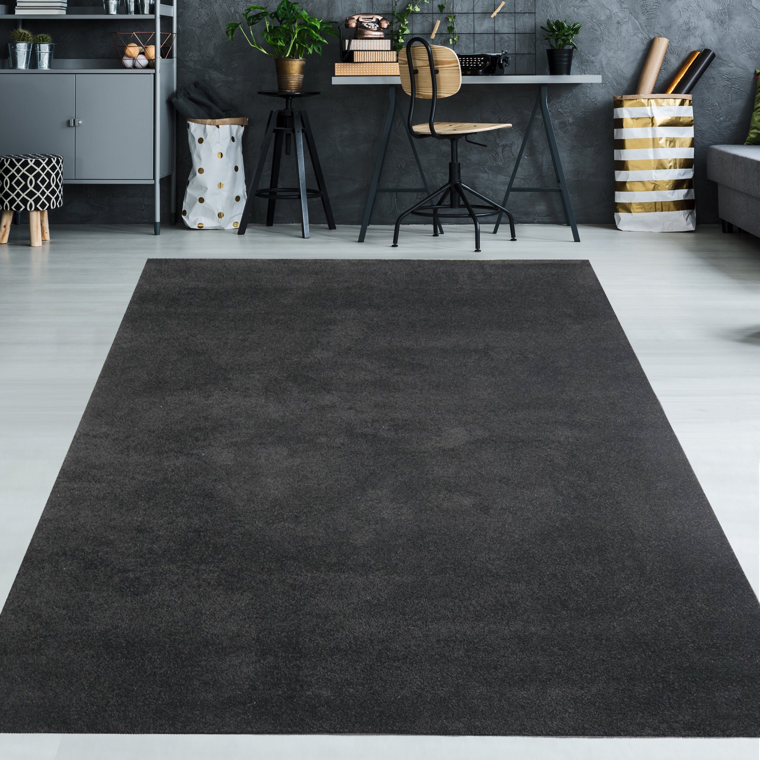 TeppichHome24 Teppich Teppich Unidesign in Schwarz, günstig online kaufen