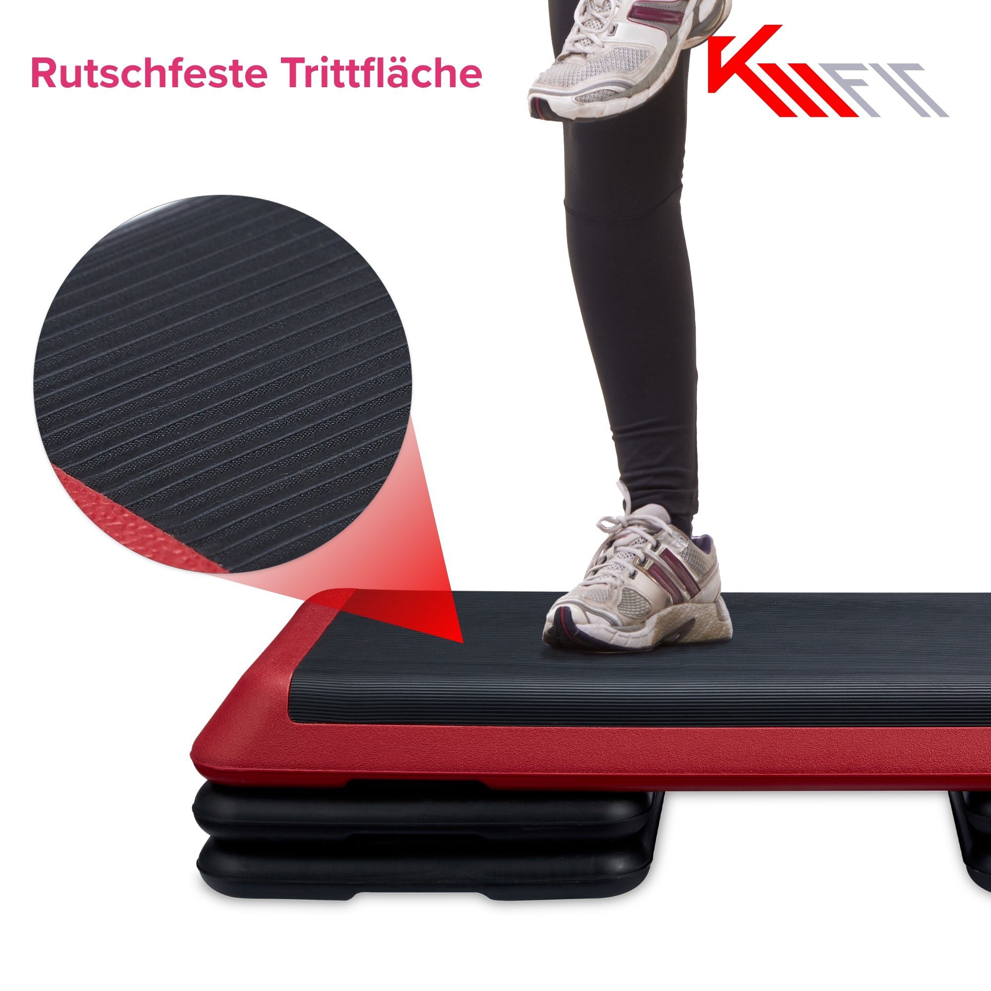 KM - Fit Stepper Aerobic Fitness Stepper-Brett 3-Höhen Steppbrett Stepbank, Step-Bench