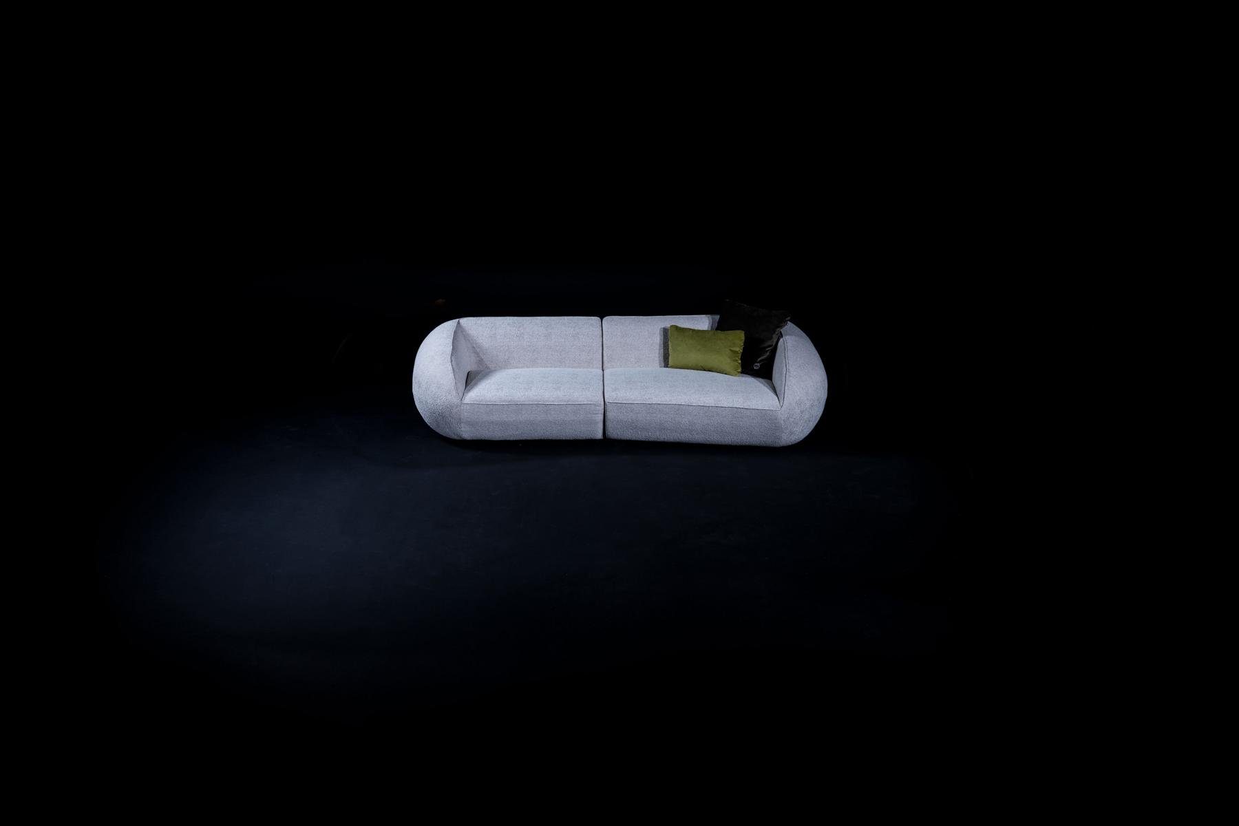 JVmoebel 4-Sitzer Graues Polster Sofa Moderne Textil Couchen Luxus Möbel Couch, 2 Teile, Made in Europe