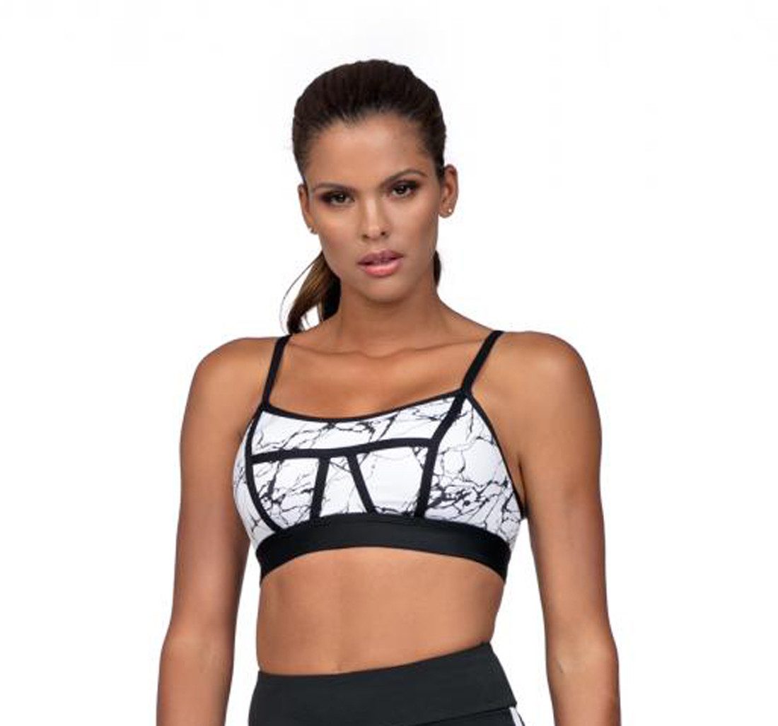 Lorin Set: Dekolleté-BH Sport BH schwarz weiß mit weichen Schaumstoff und breitem Gummibund, v