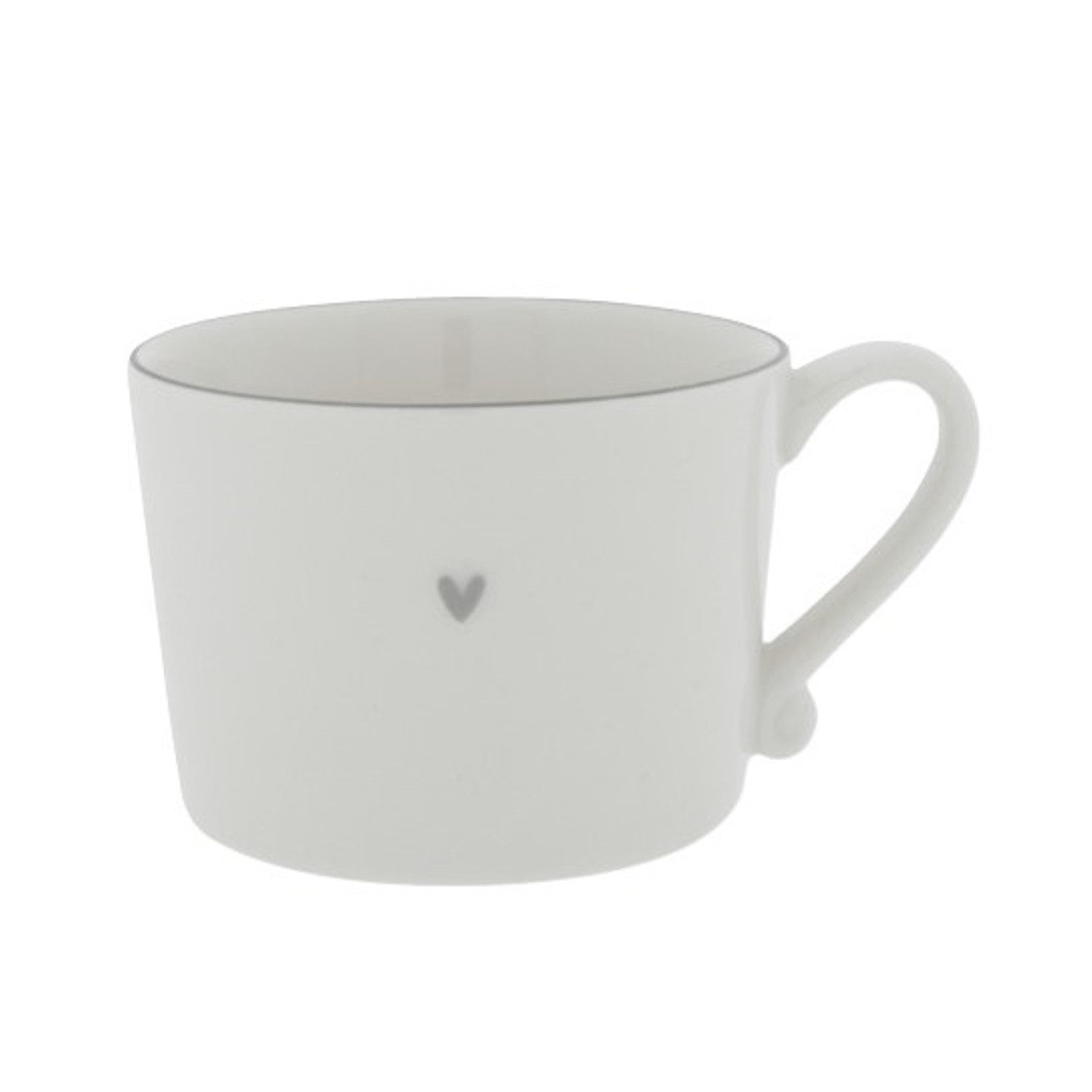 Bastion Collections Tasse Graues Herz, Keramik, Spülmaschinengeeignet, Weiß, Motiv: Herzen