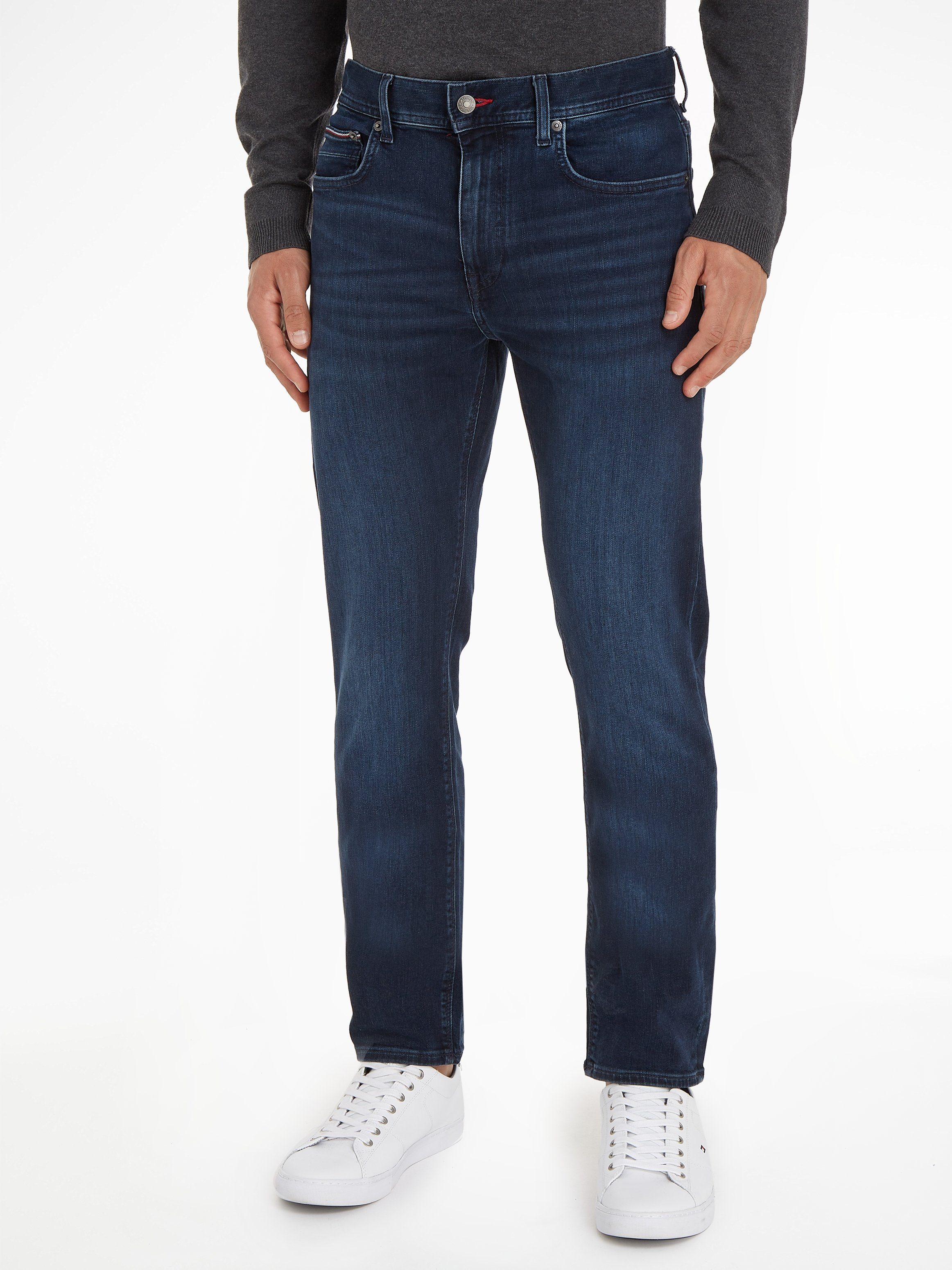 extra Bleecker black iowa Baumwoll-Denim Tommy Stretch, mit blue bequem Slim-fit-Jeans Hilfiger