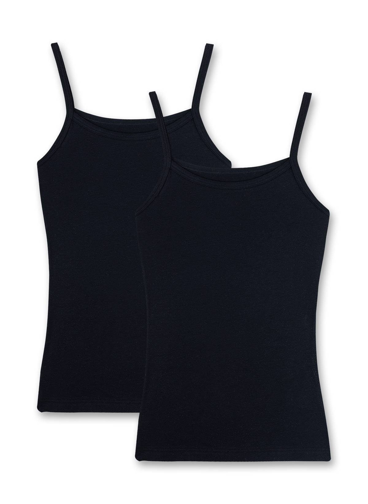 Sanetta Unterhemd Mädchen Unterhemd, 2er Pack - Shirt ohne Arme, Top Schwarz