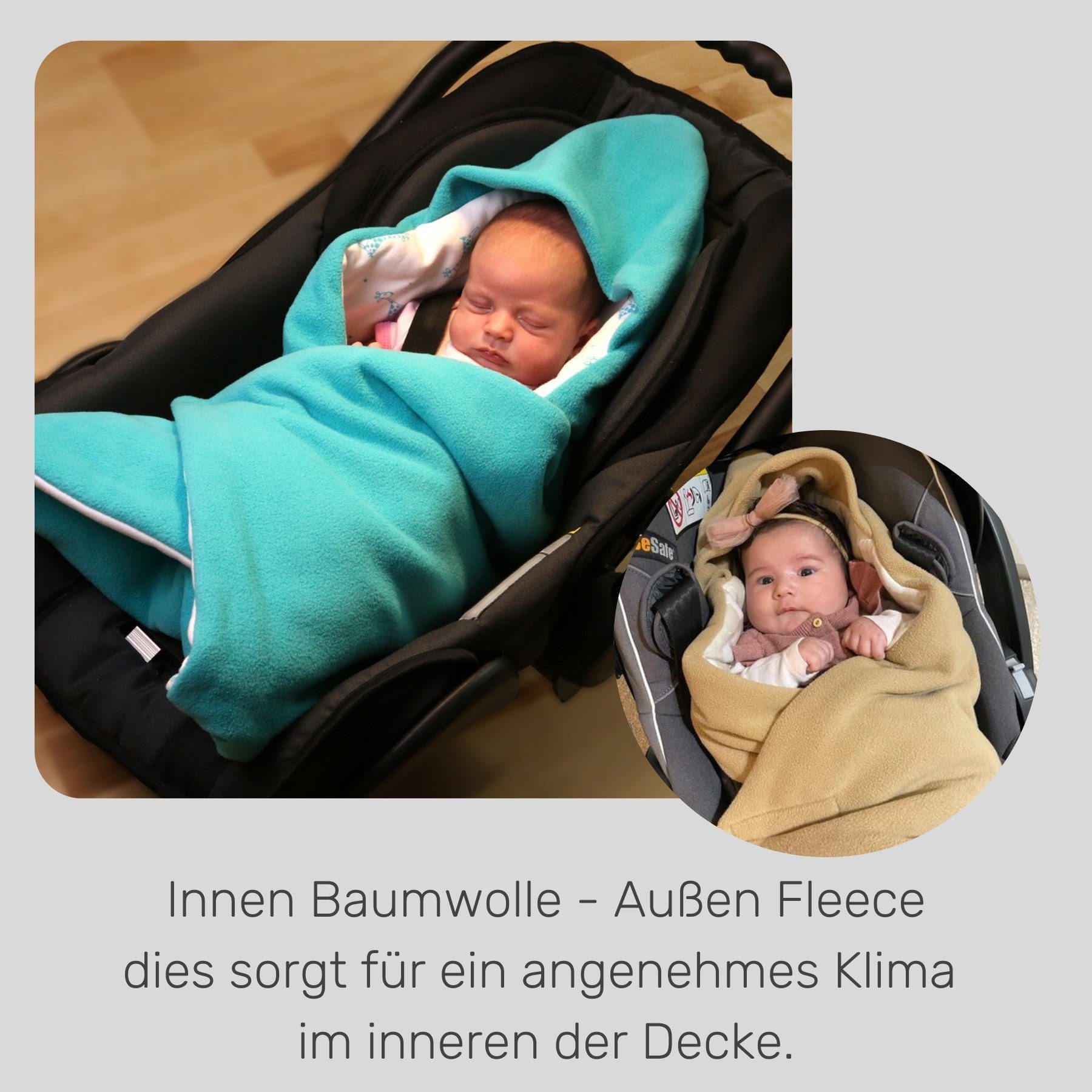 Einschlagdecke Fußsack für Punkt für Winter, HOBEA-Germany, Babyschale geeignet 3 blauBlätter Babyschalenfußsack die Babyschale